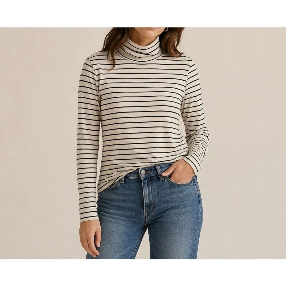 Madewell Striped Turtleneck Long Sleeve Top Size XL